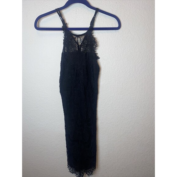 Free People Intimately Black dress Lace Sexy Crochet XS HOCO fairy goth - Picture 1 of 13